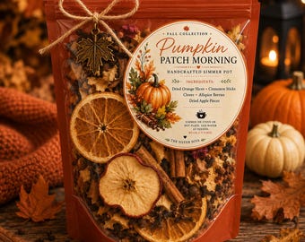 Kit de olla a fuego lento "Mañana en el Campo de Calabazas" / Popurrí de otoño para estufa / Fragancia otoñal para el hogar / Regalo para anfitriona / Regalo de inauguración de casa / Fuego a fuego lento