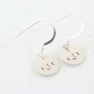 Monogram Earrings - Personalized Earrings - Dangle Earrings - Custom Earrings - Initial Earrings - Customized Earrings - Silver Earrings