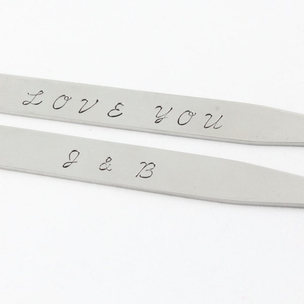 Personalized Collar Stays - Men's Collar Stays - Custom Collar Stays - Stainless Steel Collar Stays - Gift For Dad - Shirt Stays - Silver