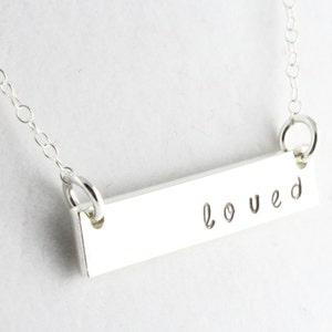 Personalized Rectangle Bar Necklace Double Sided Handstamped Gift Hand Stamped Double Sided Gift Mother's Day Gift image 4