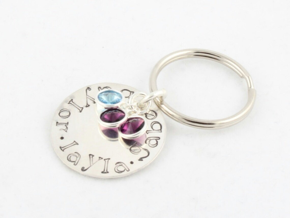 Personalized Birthstone Keychain Custom Key Chain Etsy