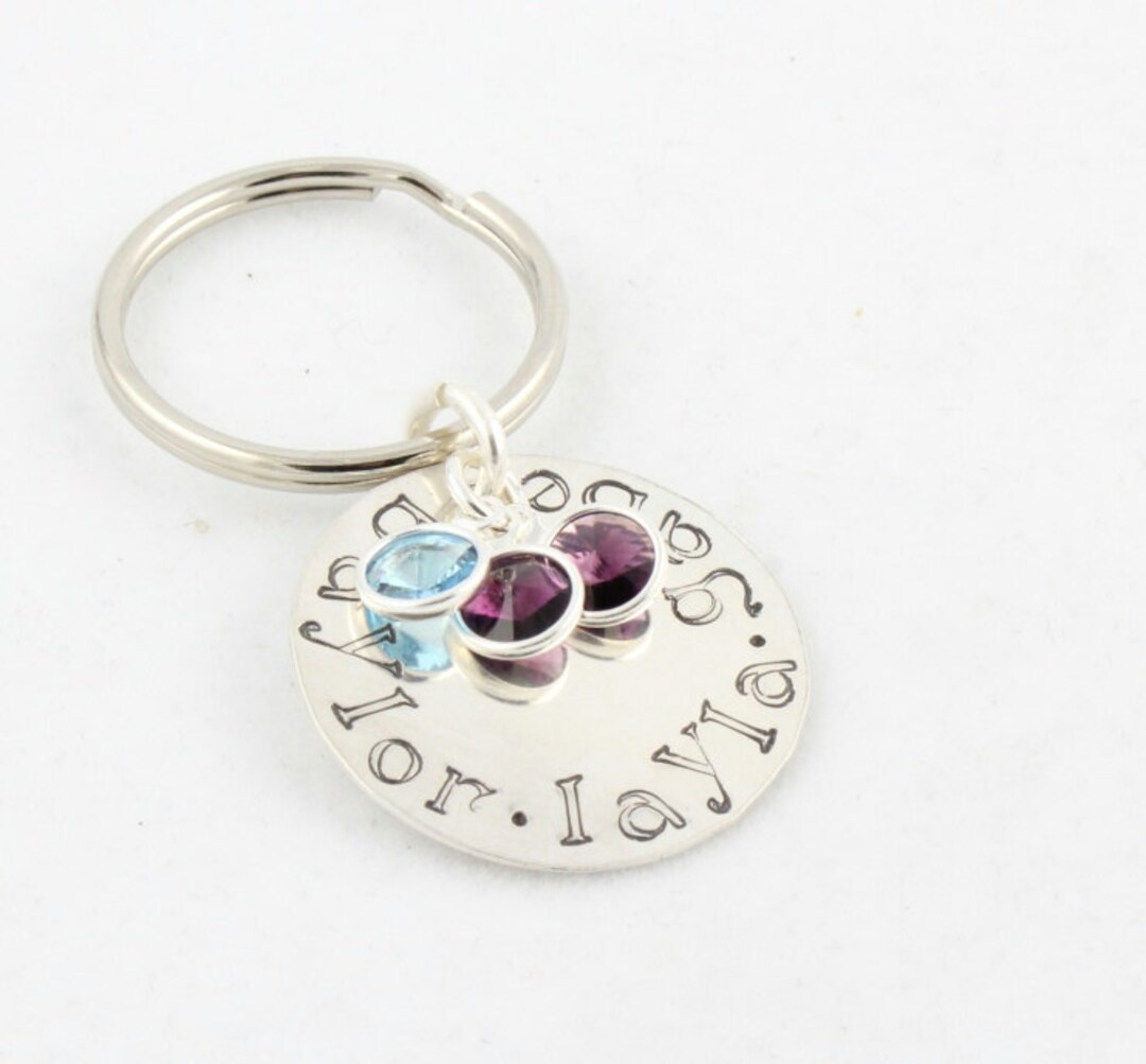 Personalized Birthstone Keychain Custom Key Chain Mother's Day Gift for