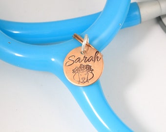 Stethoskop Tag, Tierarzt Tag, Vet Tech Tag, Stethoskop-Namensschild, Stethoskop-Anhänger, ID-Ring, personalisiertes Stethoskop-Namensschild