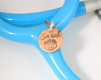 Vet Stethoscope Tag, Veterinarian Tag, Vet Tech Tag, Stethoscope Name Tag, Stethoscope Charm, ID Ring, Personalized Stethoscope Name Tag