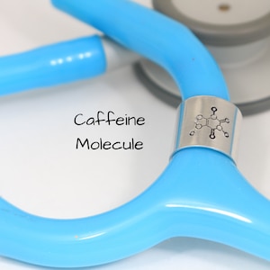 Caffeine Molecule Stethoscope Charm, Stethoscope Tag, Stethoscope Jewelry, Stethoscope ID Ring, Stethoscope Bling, Nurse Graduation Gift