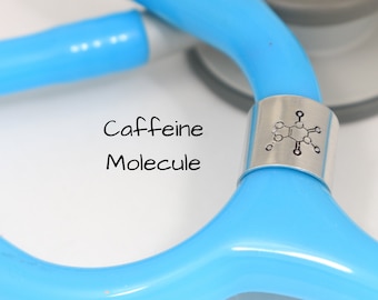 Caffeine Molecule Stethoscope Charm, Stethoscope Tag, Stethoscope Jewelry, Stethoscope ID Ring, Stethoscope Bling, Nurse Graduation Gift