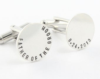 Father of the Groom Cufflinks - Wedding Cuff Links - Sterling Silver Cufflinks - Personalized Cufflinks - Gift for Men - Custom Gift