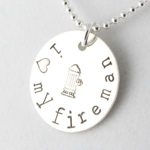 Fireman Firefighter Hero Personalized Necklace - Custom Sterling Silver Hand Stamped - Christmas Gift