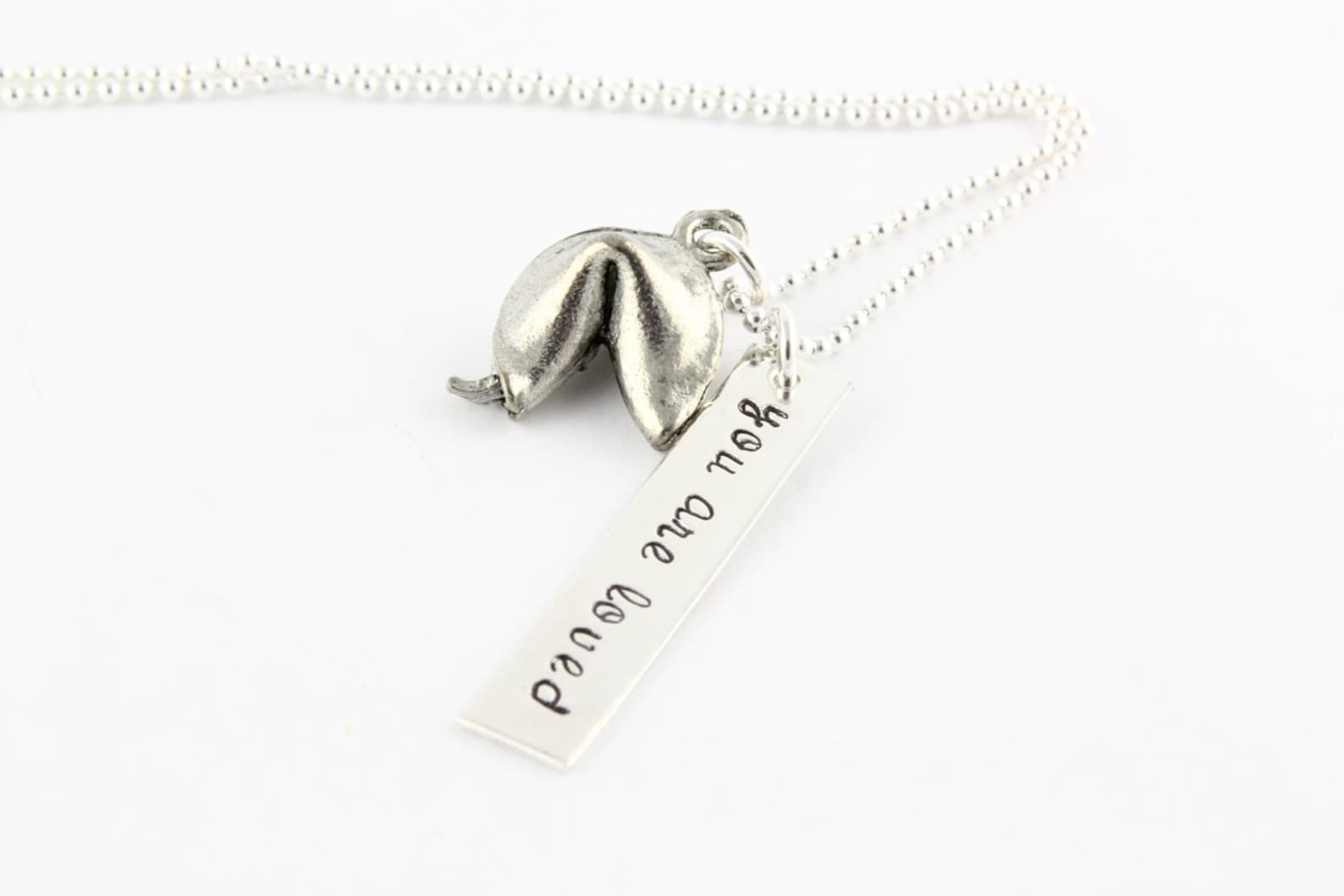Personalized Fortune Cookie Necklace Sterling Silver Hand Etsy