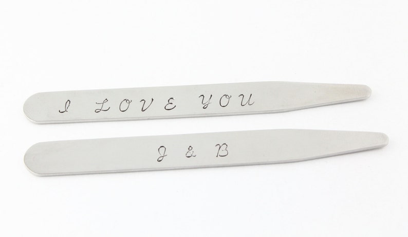 Personalized Collar Stays Men's Collar Stays Custom Collar Stays Stainless Steel Collar Stays Gift For Dad Shirt Stays Silver image 2