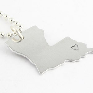 Personalized State of Louisiana Necklace Hand Stamped State Outline I love New Orleans Christmas Gift image 1