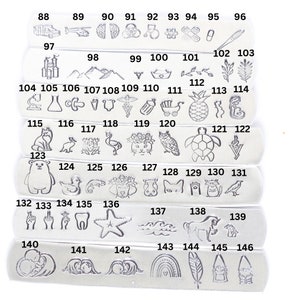 May include: A set of 146 silver charms with various designs, including animals, plants, objects, and symbols. The charms are numbered from 88 to 146.