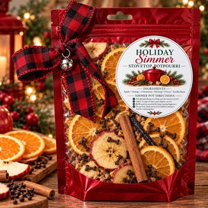 Potpourri natalizio da fornello - Kit per potpourri da riscaldamento per le feste invernali - Profumo naturale per la casa - Mela, arancia e cannella - Regalo accogliente per l'inaugurazione di una nuova casa