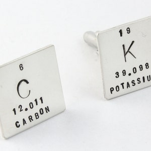 Periodic Table of Elements Cufflinks - Chemistry Cufflinks - Custom Sterling Silver Cuff Links - Father&#39;s Day Gift - Nerd Gift - Geek Gift