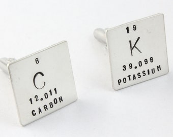 Periodic Table of Elements Cufflinks - Chemistry Cufflinks - Custom Sterling Silver Cuff Links - Father's Day Gift - Nerd Gift - Geek Gift