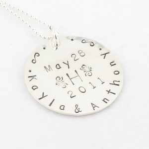 Personalized Custom Hand Stamped Wedding Necklace - Engagement Gift - Wedding Gift - Bridal Shower Gift - Bride and Groom Christmas Gift