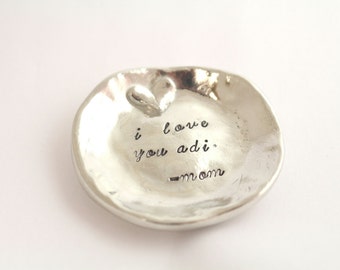 Ring Holder - Ring Dish - Mother's Day Gift - Ring Plate - Ring Bowl - Jewelry Dish - Trinket Dish - Silver Trinket Tray - Personalized Dish