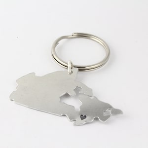 Personalized Canada Keychain - Hand Stamped Canadian Country Outline - Long Distance Romance Key Fob - Best Friend Gift