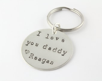 Father's Day Gift for Dad or Grandpa - Personalized Sterling Silver Keychain - Key Chain - Custom Key Ring - Key Fob - Hero Keyring