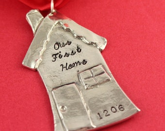 Home Christmas Ornament - House Ornament - Family Keepsake Ornament - Holiday Gift - 2021 Ornament - Silver Ornament - New Home Ornament