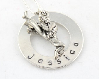 Personalized Karate Necklace - Custom Martial Arts - Judo - Tai Chi Sterling Silver Gift - Birthday Gift for Child