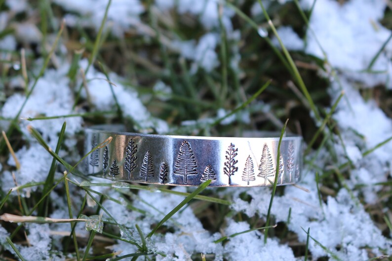 Tree Bracelet Tree Cuff Bracelet Tree Silver Bracelet Nature Jewelry Outdoor Bracelet Tree Bangle Forest Bracelet Hiker Gift image 6