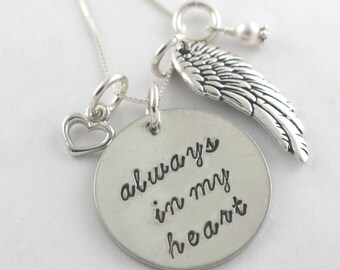 Collar siempre en mi corazón - Collar de aborto espontáneo - Collar de plata - Regalo conmemorativo - Regalo de duelo - Regalo de luto - Collar de bebé ángel