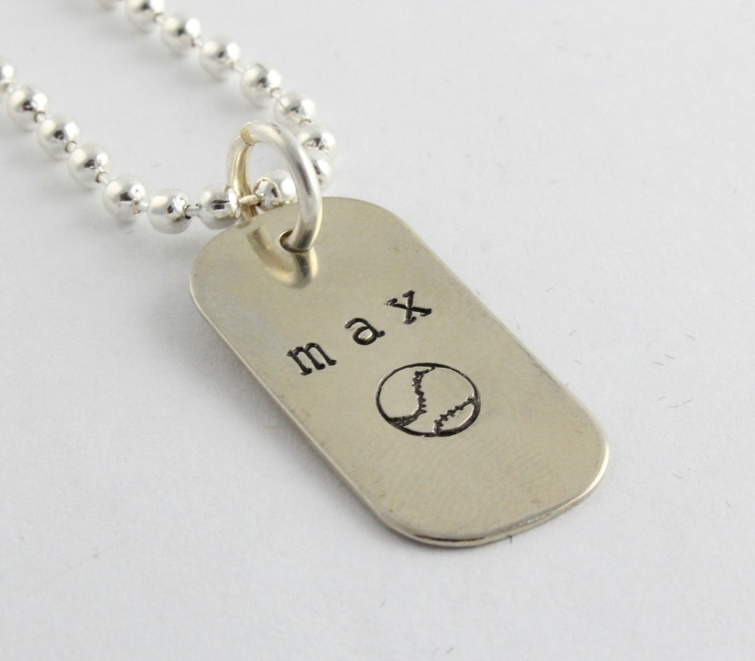 Small Dog Tag Necklace for Boy Dogtag Necklace Baseball Necklace Custom