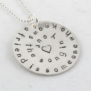 Swirl Spiral Friend Sterling Silver Necklace - Hand Stamped Custom Personalized Gift - Christmas Gift
