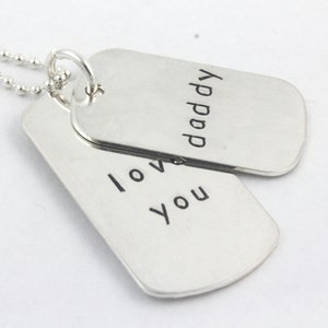Sterling Silver Dog Tag Necklace - Custom Dogtag Necklace - Valentine&#39;s Day Gift For Dad - Dogtag Gift for Dad - Silver Dogtag Necklace