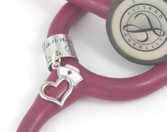 Stethoscope ID Tag - Stethoscope Name Tag - Stethoscope Charm - Personalized Stethoscope Name Tag -Nurse Graduation Gift-Stethoscope ID Ring