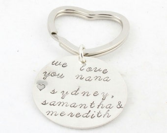 Mother's Day Gift - Personalized Heart Keychain - Key Ring - Custom Hand Stamped Gift for Mom - Key Chain - Keyring
