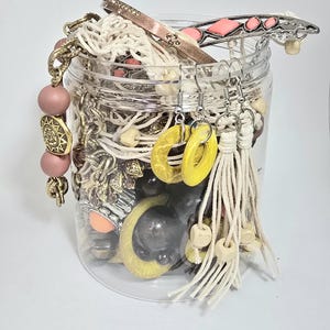 Custom Jewelry Jar, Bohemian Jewelry Box, Curated Jewelry Jars Vintage Necklaces, Bracelets, Rings, Earrings, Pins & Trinkets, Boho Jewelry