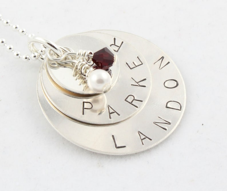 Sterling Silver Necklace Charm Necklace Birthstone Necklace Personalized Necklace Custom Necklace Gift for Mom Mommy Necklace image 1