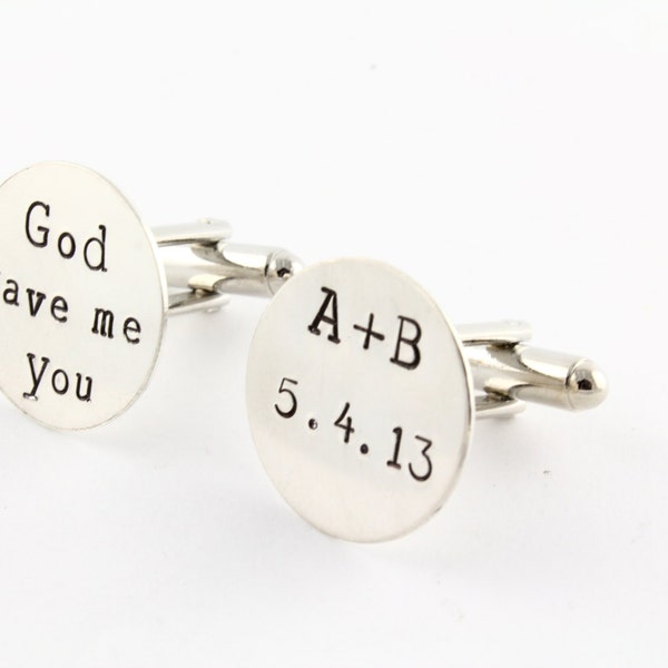 God Gave Me You Cufflinks - Sterling Silver Cuff Links -  Gift for Dad - Shirt Fastener - Wedding Cufflinks - Personalized Cufflinks