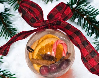 Peppermint Lane Simmer Pot Kit • Holiday Stovetop Potpourri Ornament Gift • Peppermint Christmas Scent • Ready-to-Gift Box with Jingle Bell