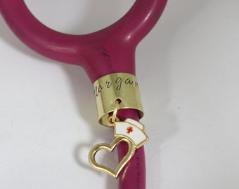 Nurse Gift - BSN Gift - Stethoscoop ID Tag - Stethoscoop ID Ring - Stethoscoop Charm - Gepersonaliseerde Stethoscoop Naam Tag - Verpleegkundige Afstuderen
