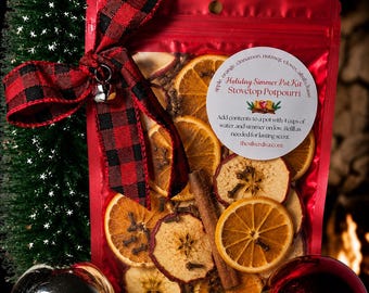 Christmas Stovetop Potpourri - Winter Holiday Simmer Pot Kit - Natural Home Fragrance - Apple Orange Cinnamon - Cozy Housewarming Gift