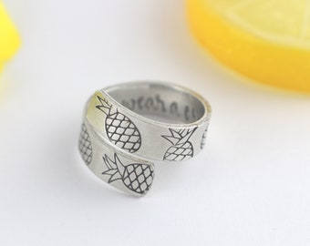 Pineapple Ring - Stand Tall Ring - Pineapple Jewelry - Wrap Ring - Silver Ring - Twist Ring - Size 7 Ring - Trendy Ring - Beach Ring