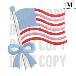 4th of July bow embroidery, embroidery patriotic Flag, coquette bow, red white and blue embroidery designs, American flag embroidery,7 sizes
