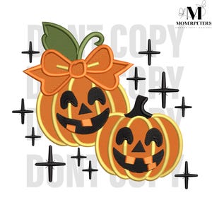 Cute Pumpkin Couple Embroidery Designs, Halloween Pumpkin Coquette Embroidery Design, Coquette Embroidery Pattern, 5 Sizes,Trendy Embroidery