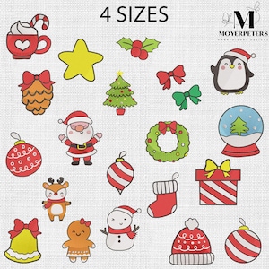 Disegni da ricamo per pacchetti natalizi, disegno da ricamo di Buon Natale, modello da ricamo natalizio, 4 misure, ricamo alla moda