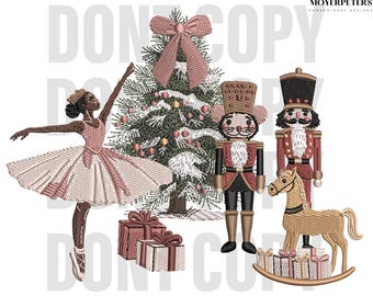 Diseños de bordado del Rey Ratón, Diseño de bordado del Cascanueces, Patrón de bordado navideño, 5 tamaños