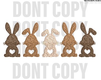 Chocolate Bunny Embroidery Designs, Bunny Shape Embroidery Design, Easter Embroidery Pattern, 5 Sizes, Trendy Embroidery