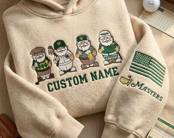 Felpa con cappuccio ricamata in stile retrò per golfisti, maglietta personalizzata con ricamo per tornei di golf, felpa Masters Grandpa come regalo per la festa del papà
