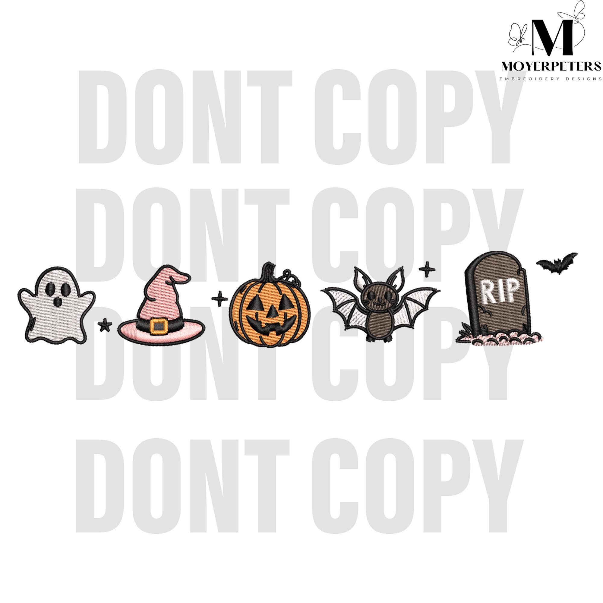 Cute Halloween Embroidery Designs, Kids Halloween Embroidery Design, Spooky Season Embroidery Pattern, 5 Sizes