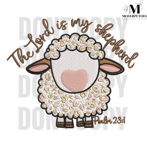 The Lord Is My Shepherd Embroidery Designs, Bible Verse Embroidery Design, Christian Embroidery Pattern, 5 Sizes, Trendy Embroidery