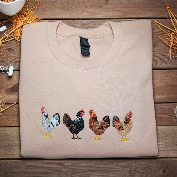 Diseños de bordado de gallinas de otoño, lindo diseño de bordado para amantes de las gallinas, patrón de bordado de otoño, 5 tamaños, bordado de moda