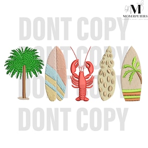 Beach Embroidery Design, Tropical Summer Machine Embroidery, Vacation Summer Embroidery Pattern, Sea Life Embroidery Files, 6 Sizes