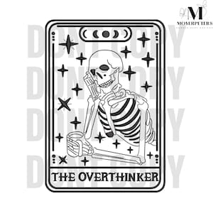 Motifs de broderie The Overthinker, motif de broderie tarot tête de mort, motif de broderie magique, 5 tailles, broderie tendance